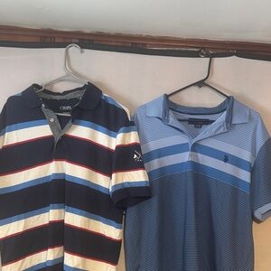 US Polo Assassin and Chaps Men's Polo Shirt - Navy, White, and Red Stripes